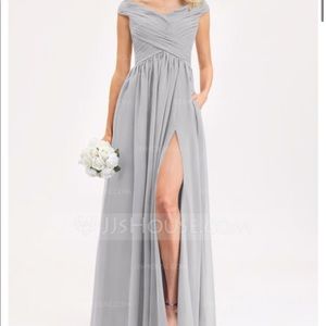 A-line off-the-shoulder maxi with slit & pockets